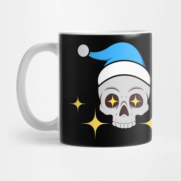 Sia de la Muerte Skull Wearing a Blue Santa Hat by MGRCLimon